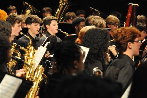 Students performing at the 2023-2024 All County Band Concert